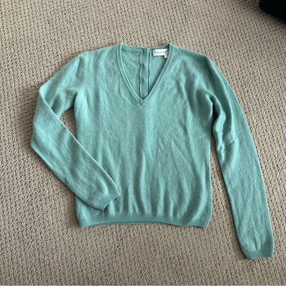 Paul & Joe V-Neck Mint Green cashmere Sweater - Picture 1 of 5